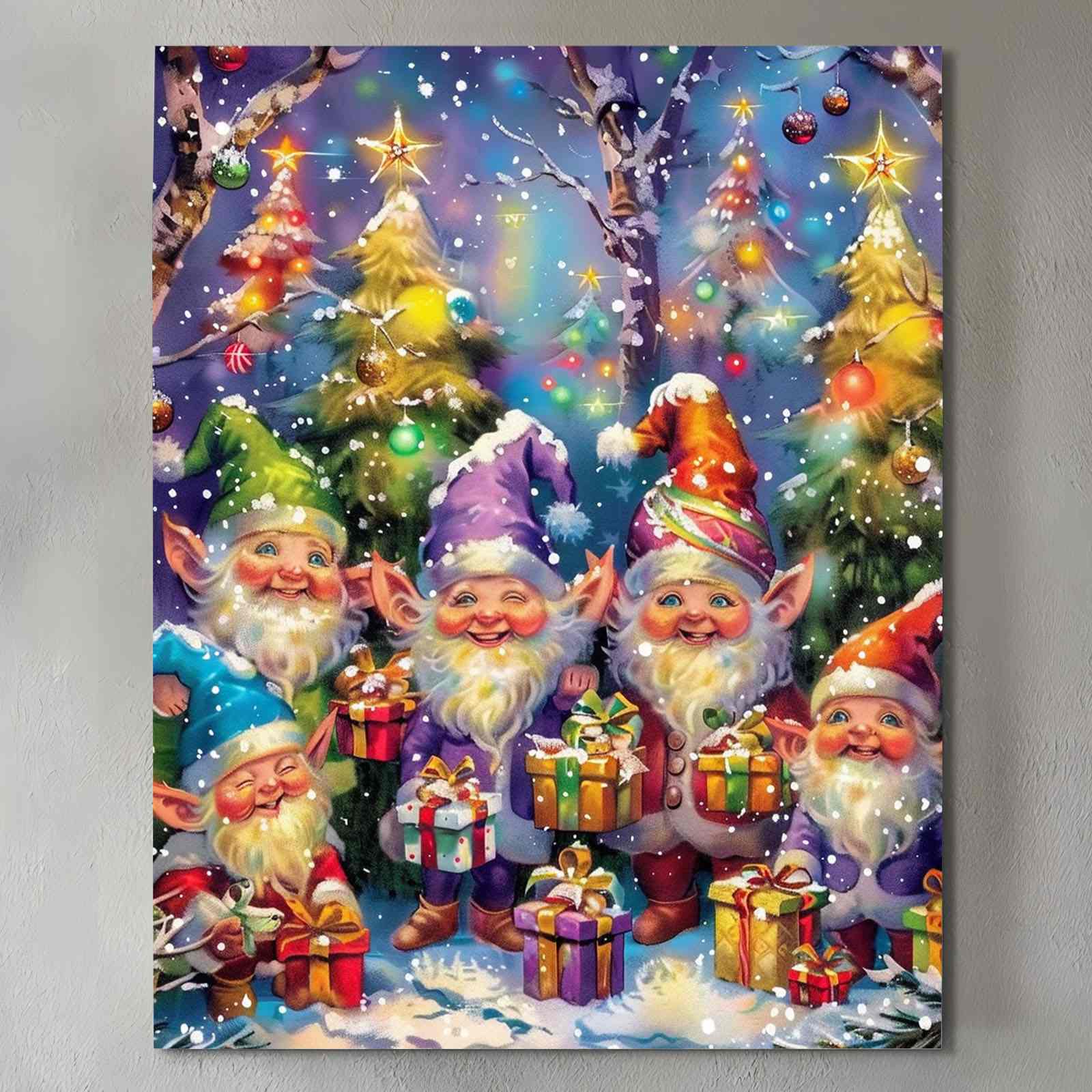 tucocoo-canvas-wall-art-cheerful-christmas-elves-leinwandbild-elfen image 2