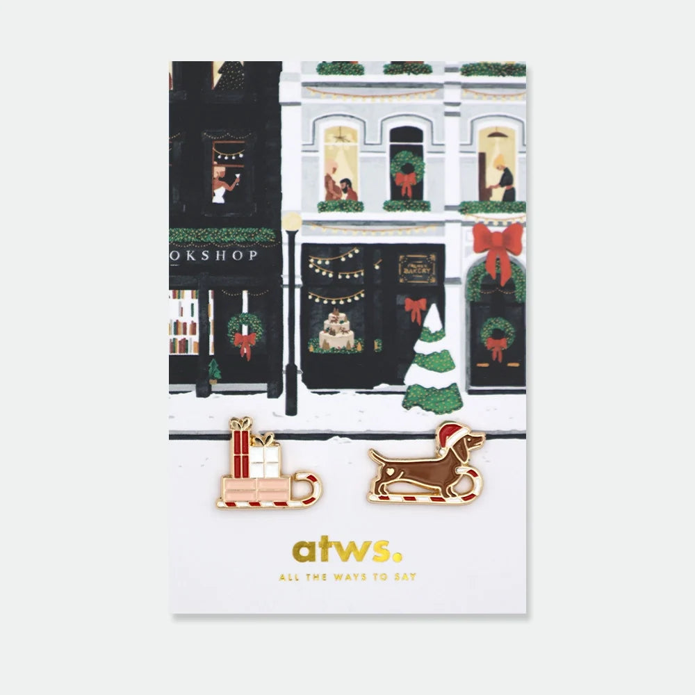 all-the-ways-to-say-santa-is-a-dog-pins-2er-set-dackel image 1