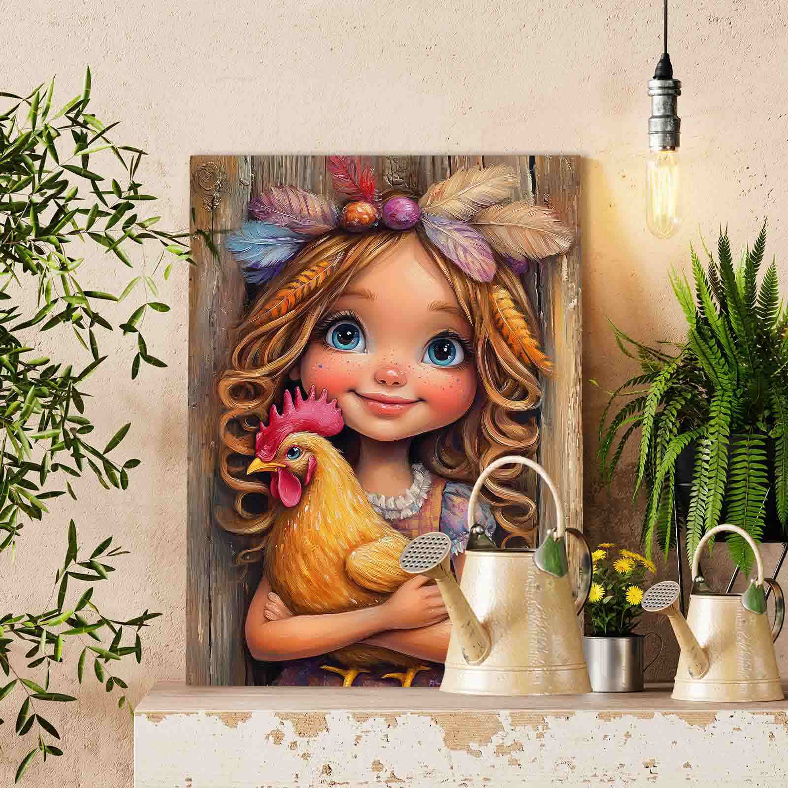 tucocoo-paint-by-numbers-farm-girl-and-chicken-malen-nach-zahlen-40x50 image 2