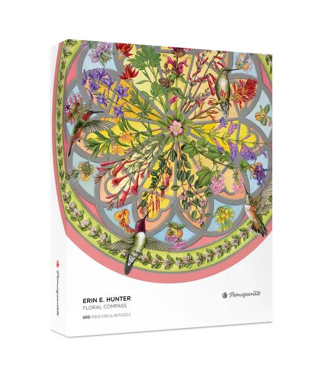 pomegranate-hunter-floral-compass-puzzle-rund-500-teile image 1