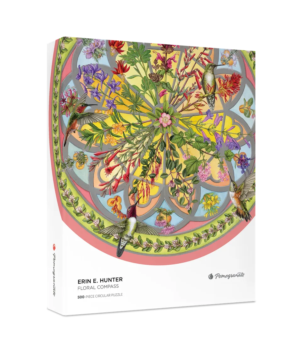pomegranate-hunter-floral-compass-puzzle-rund-500-teile image 1
