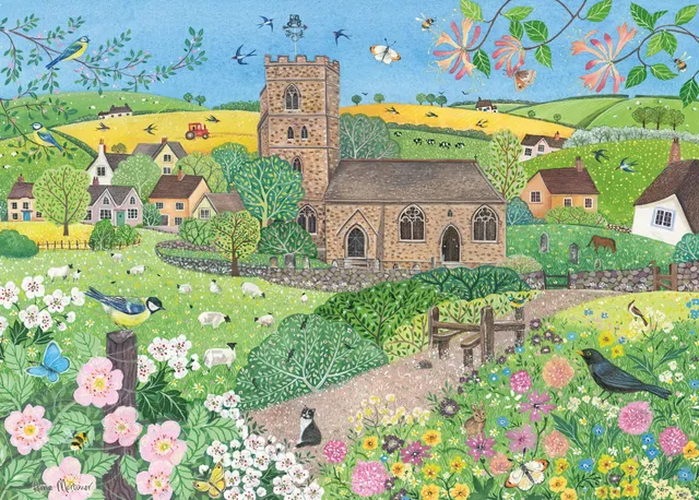 otter-house-spring-village-puzzle-1000-teile-dorf image 1