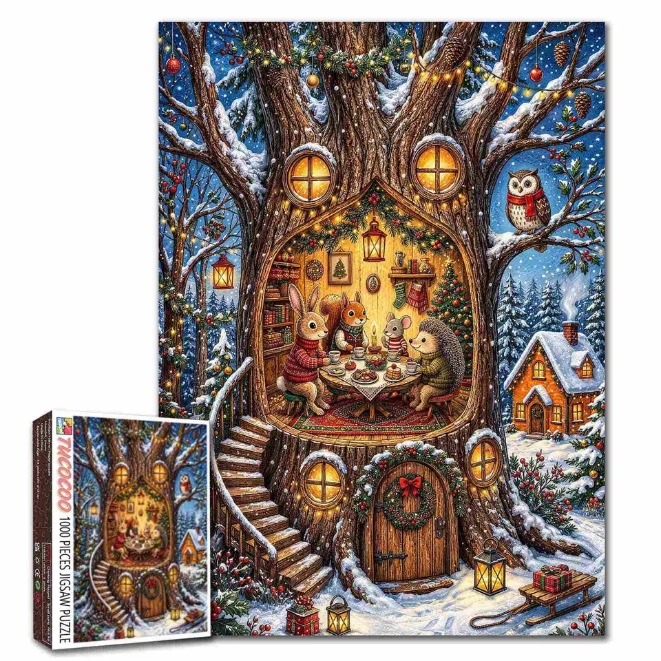 tucocoo-christmas-treehouse-friends-puzzle-1000-teile-wald image 1