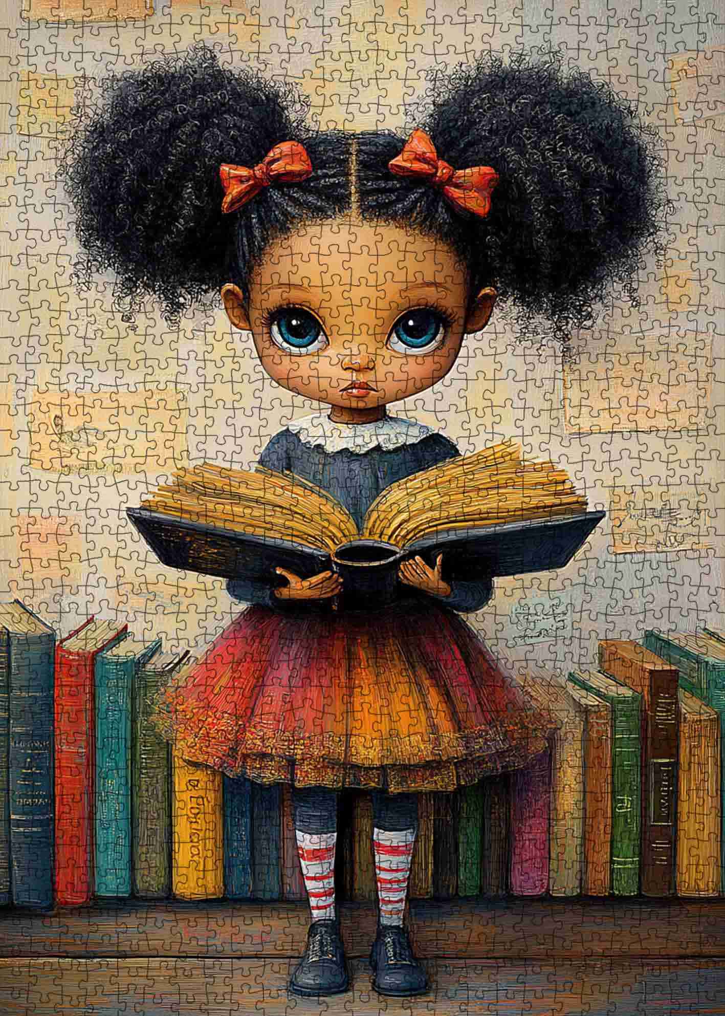 tucocoo-girl-with-book-colorful-skirt-puzzle-1000-teile image 2