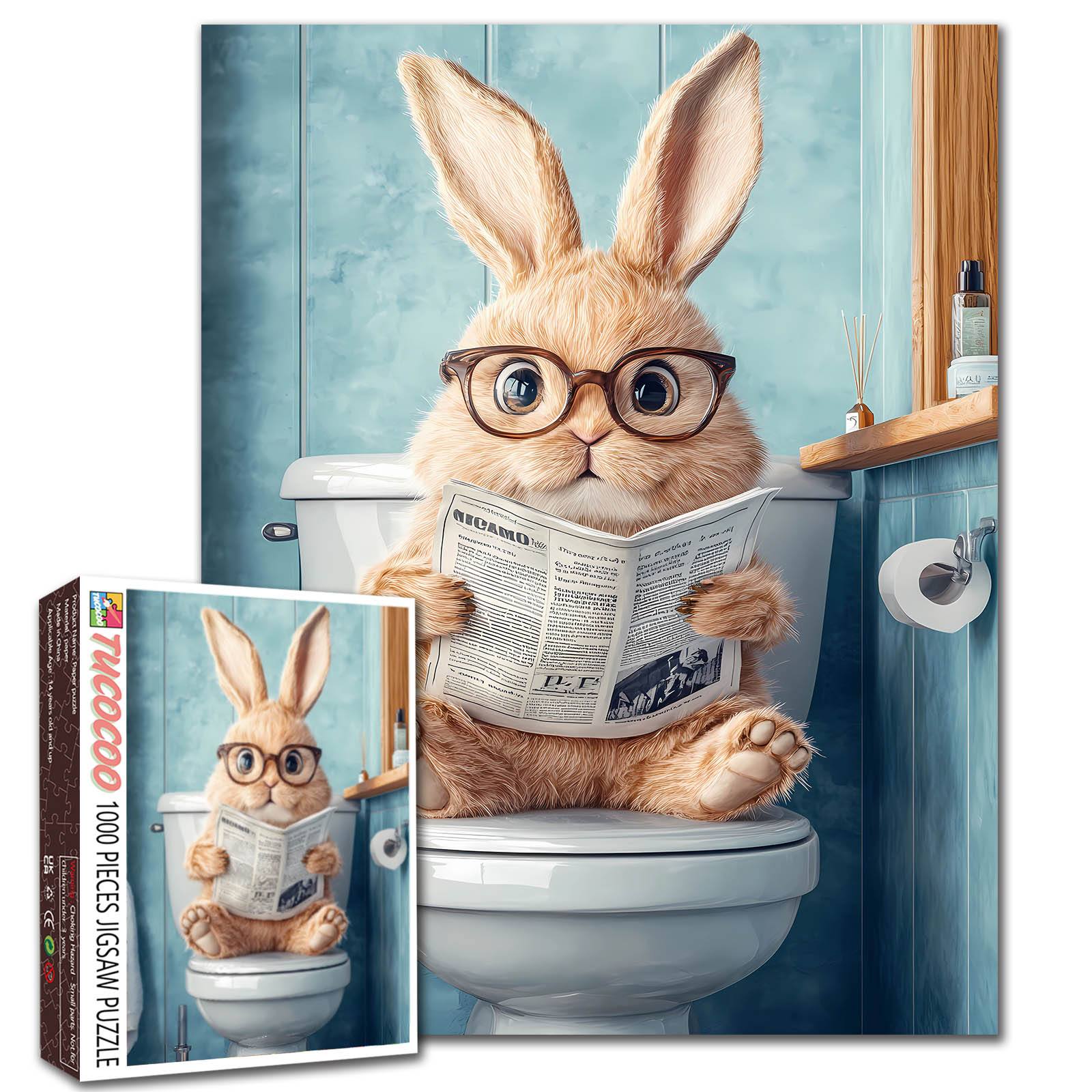 tucocoo-funny-bunny-reading-newspaper-puzzle-1000-teile-bad image 1