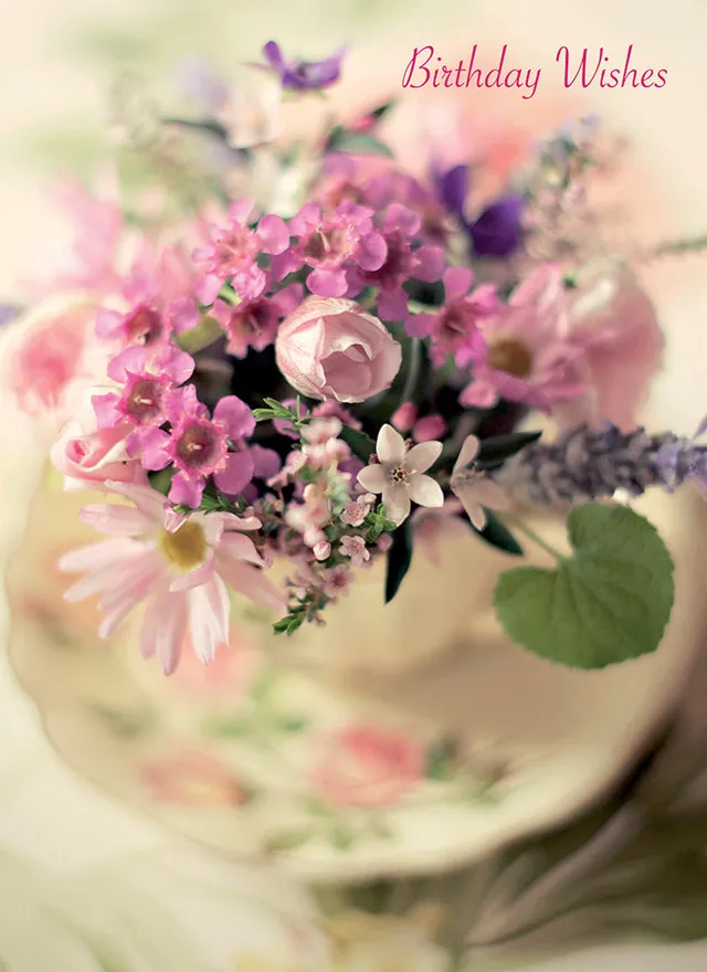 otter-house-floral-geburtstagskarte-teacup-posy-blumen image 1