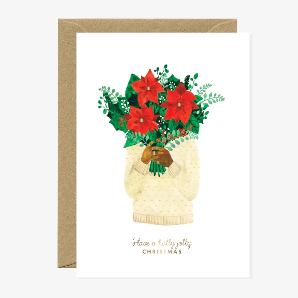 all-the-ways-to-say-christmas-bouquet-weihnachtskarte-a6-poinsettia image 1