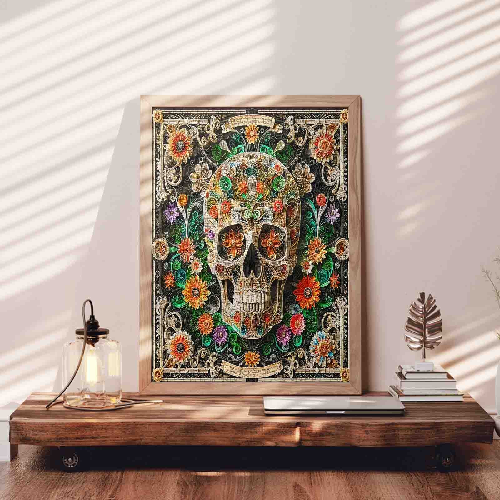 tucocoo-floral-scroll-skull-puzzle-1000-teile-totenkopf image 3