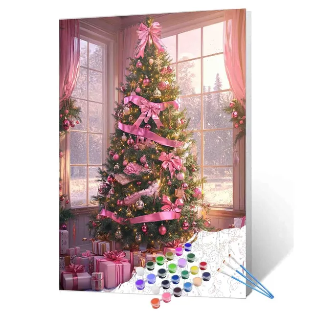 tucocoo-paint-by-numbers-rosa-weihnachtsbaum-malset-40x50 image 1