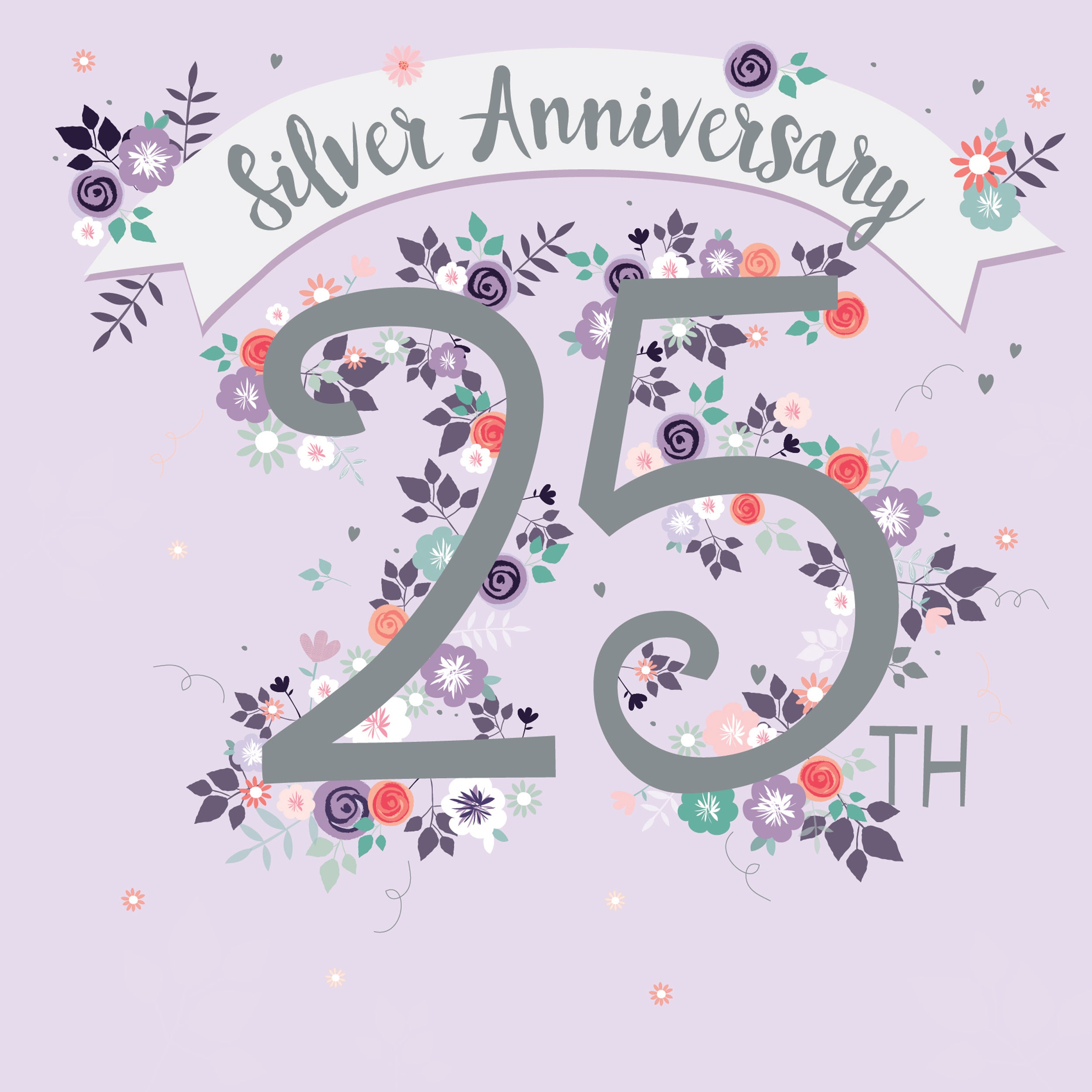 otter-house-anniversary-gru-karte-floral-silver-25-hochzeitstag image 1