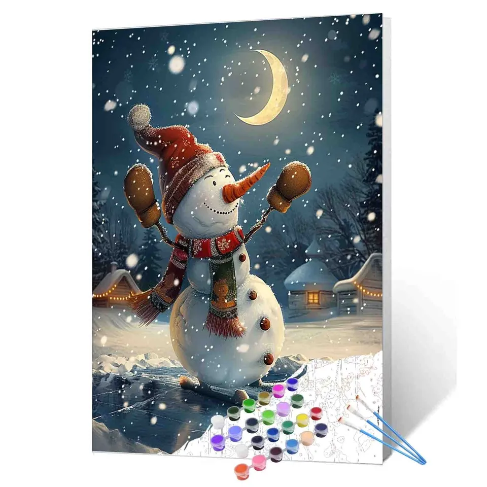 tucocoo-paint-by-numbers-schneemann-malen-nach-zahlen-40x50-winter image 1