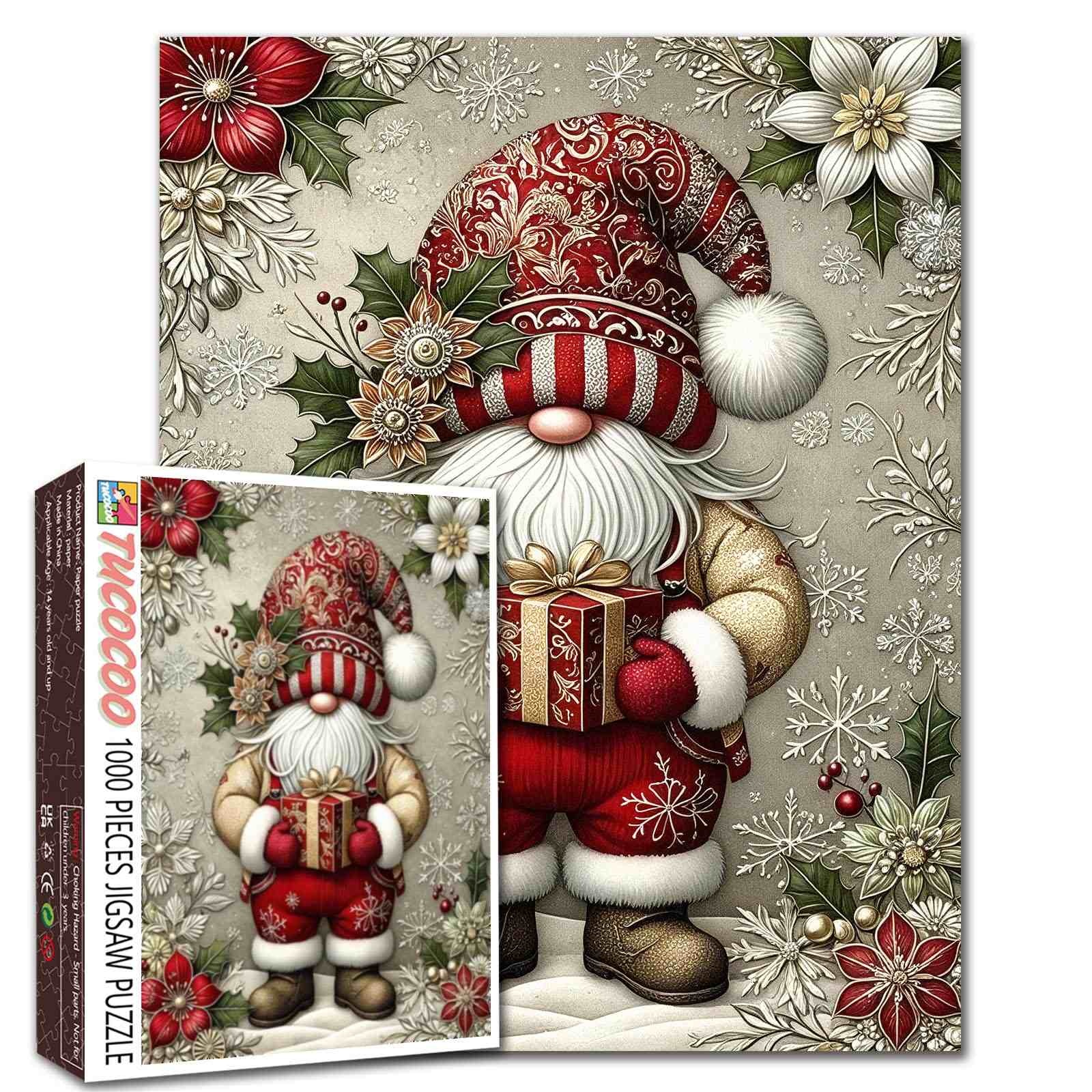 tucocoo-santa-gnome-with-gift-puzzle-1000-teile-weihnachten image 1