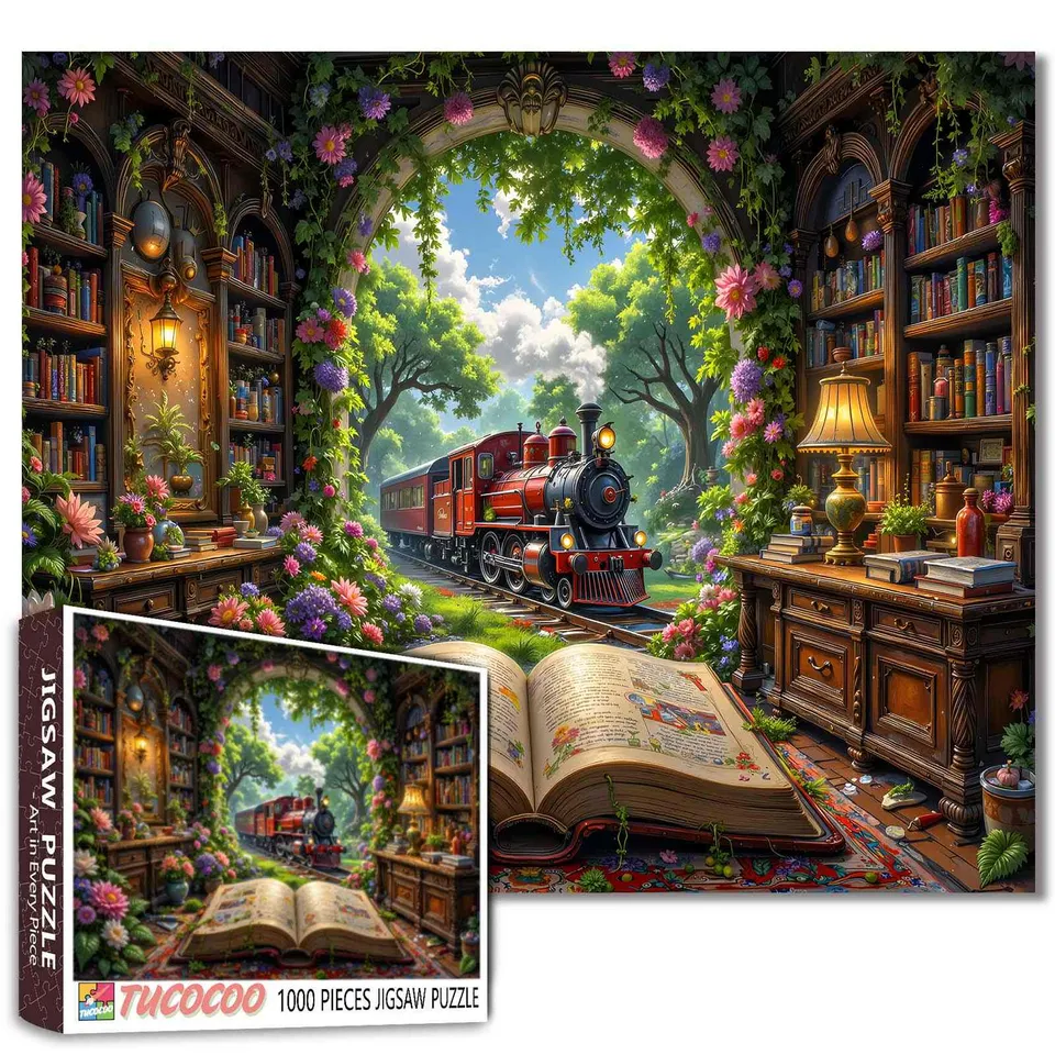 tucocoo-storybook-train-library-puzzle-1000-teile-zug image 1