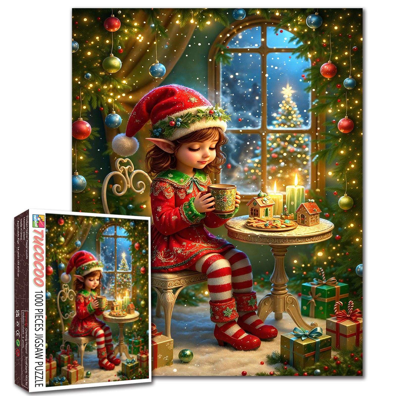 tucocoo-holiday-elf-candlelight-puzzle-1000-teile-weihnachten image 1