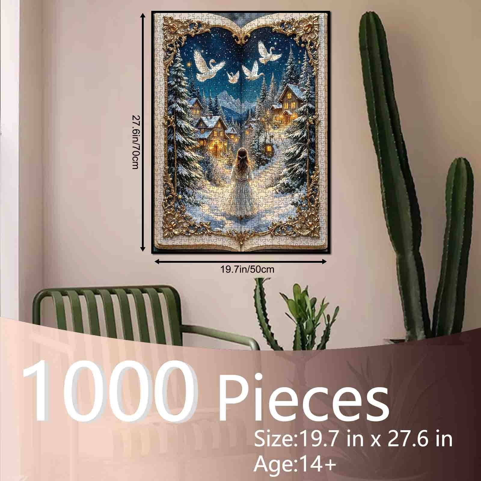 tucocoo-jigsaw-puzzles-winter-village-swan-night-puzzle-1000-teile image 5