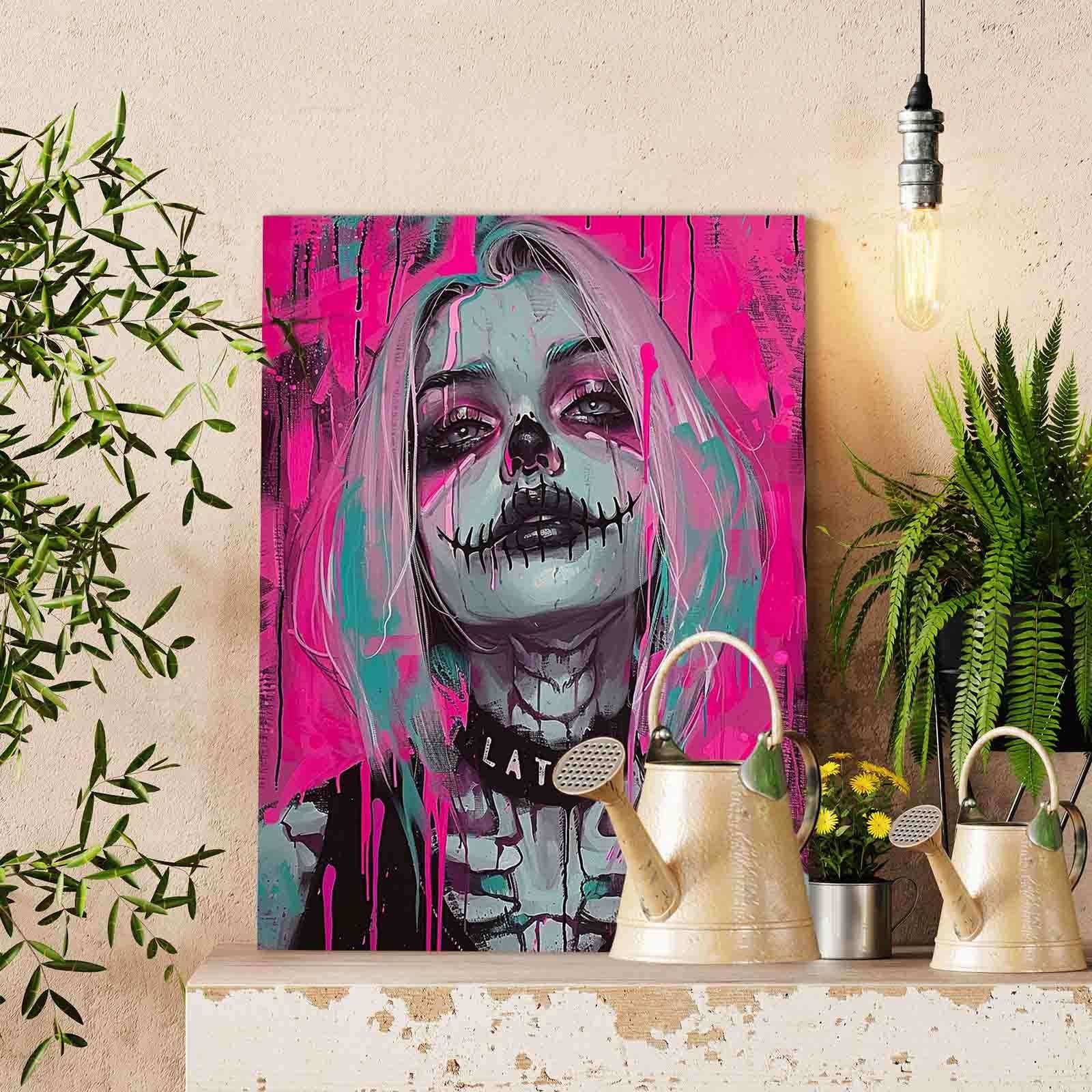 tucocoo-paint-by-numbers-pink-graffiti-skeleton-girl-malen-nach-zahlen image 2