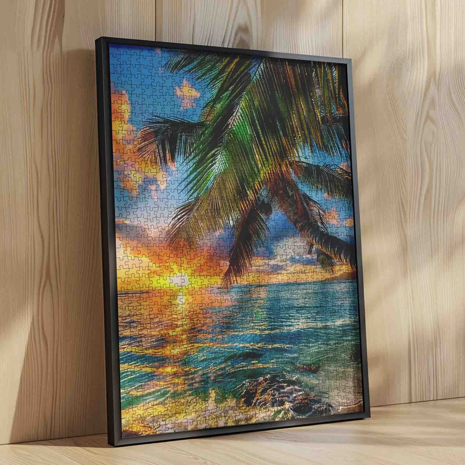 tucocoo-tropical-palm-sunset-shore-puzzle-1000-teile-strand image 4