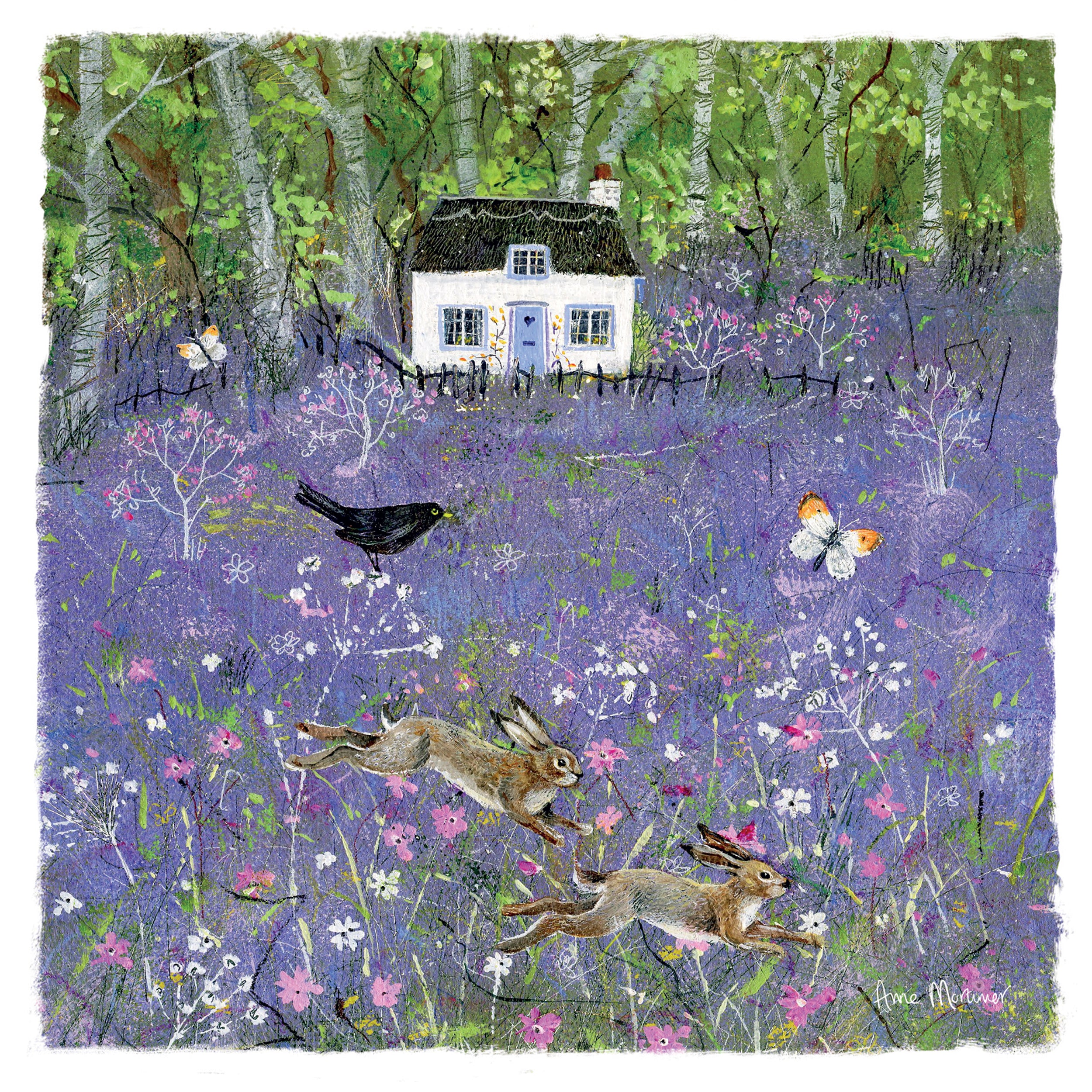 otter-house-greetings-cards-country-lanes-forest-hares-gru-karte-hasen image 1