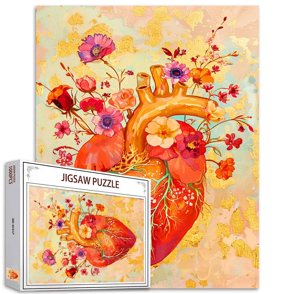 tucocoo-floral-anatomical-heart-puzzle-1000-teile-herz image 1