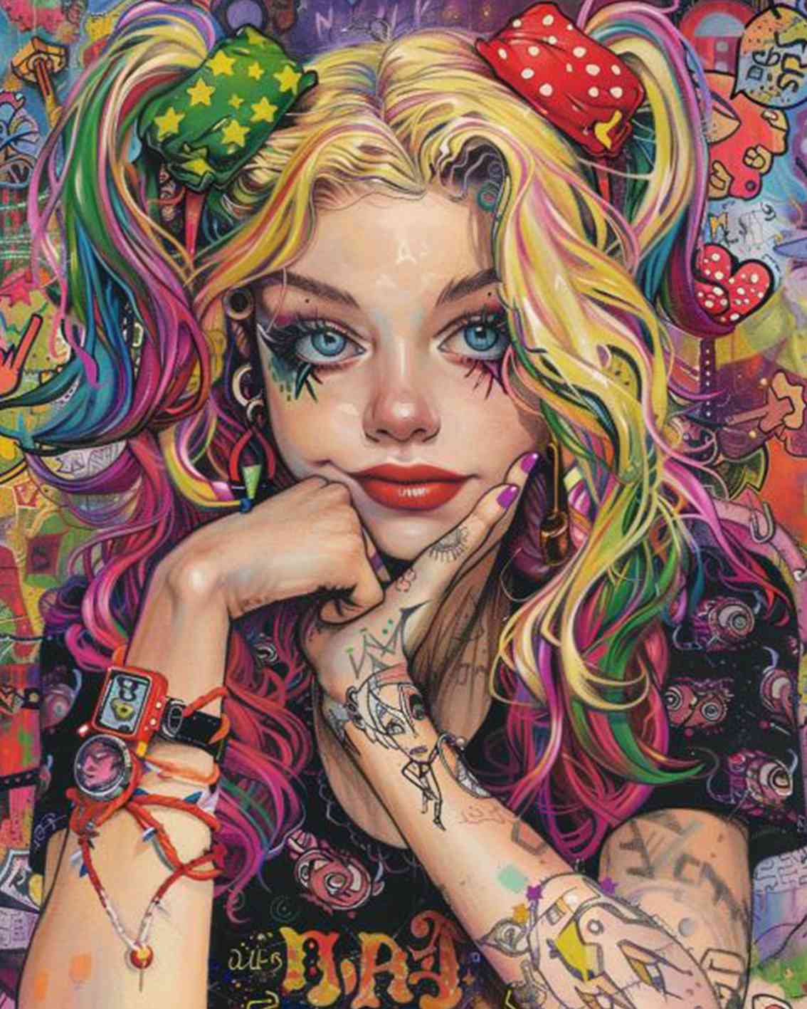 tucocoo-paint-by-numbers-colorful-punk-girl-malset-40x50-ohne-rahmen image 2