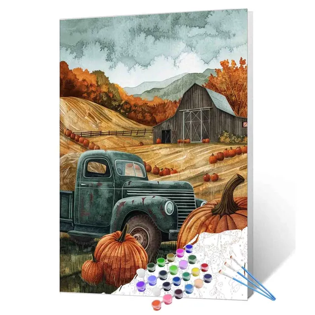 tucocoo-paint-by-numbers-pumpkin-truck-malen-nach-zahlen-40x50-herbst image 1