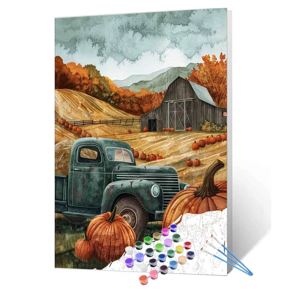 tucocoo-paint-by-numbers-pumpkin-truck-malen-nach-zahlen-40x50-herbst image 1