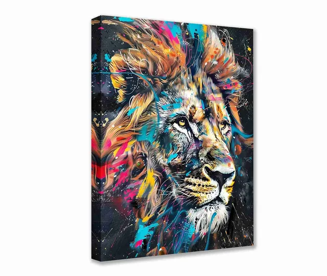 tucocoo-graffiti-lion-portrait-leinwandbild-30x40cm-gerahmt image 1