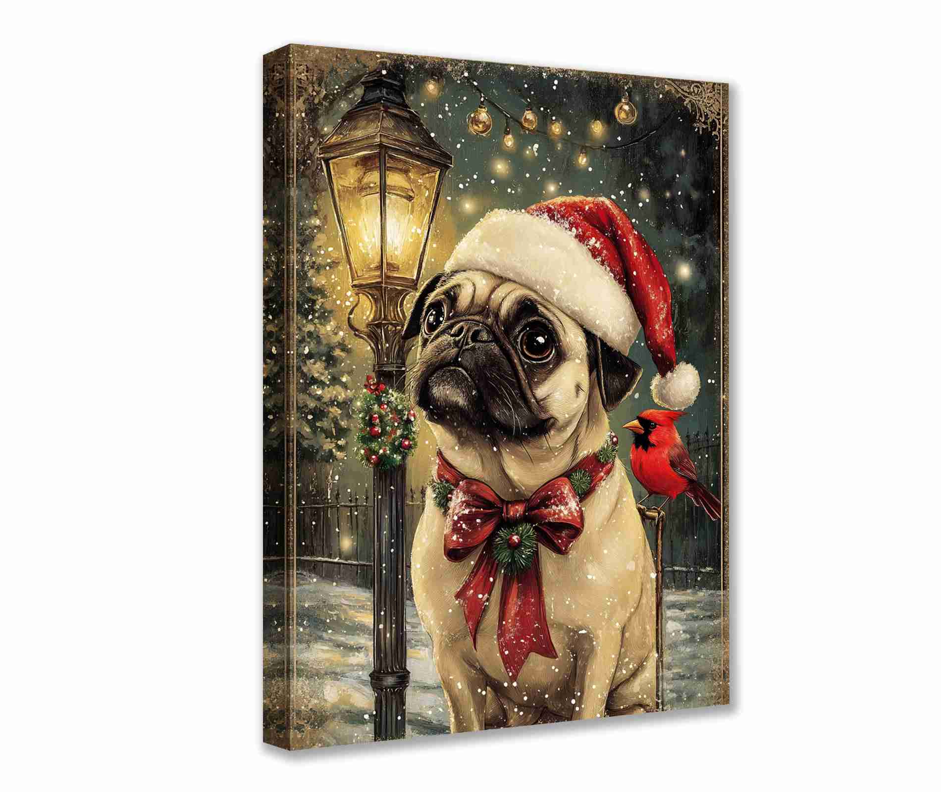 tucocoo-festive-pug-in-snow-leinwandbild-30x40-ungerahmt image 1