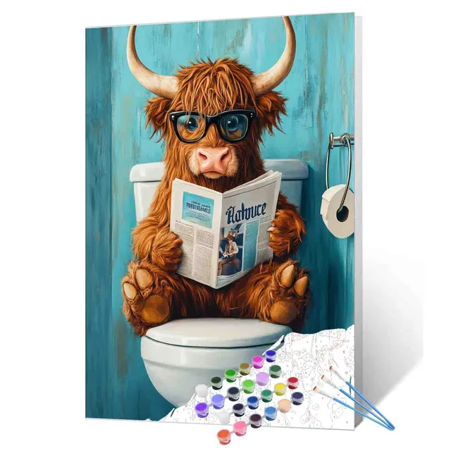 tucocoo-bathroom-highland-cow-malen-nach-zahlen-40x50cm-kuh image 1