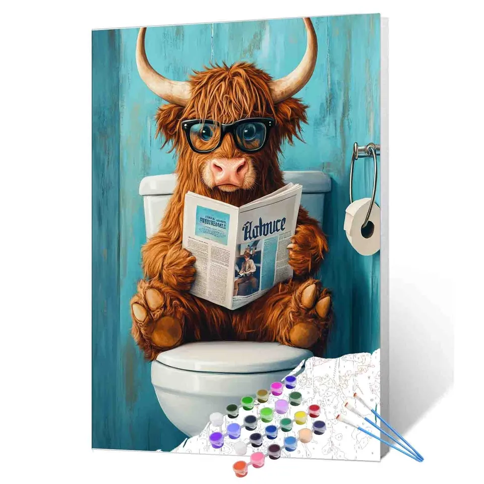 tucocoo-bathroom-highland-cow-malen-nach-zahlen-40x50cm-kuh image 1