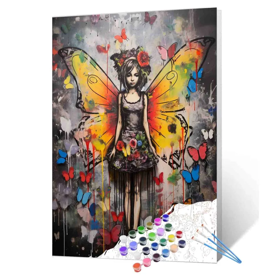 tucocoo-graffiti-butterfly-girl-malen-nach-zahlen-40x50cm-ohne-rahmen image 1