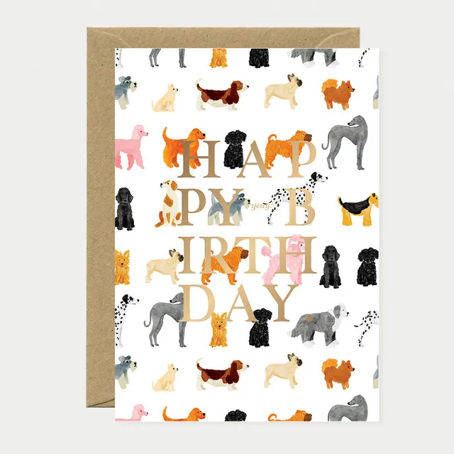 all-the-ways-to-say-birthday-dogs-geburtstagskarte-hund-goldfolie-a6 image 1
