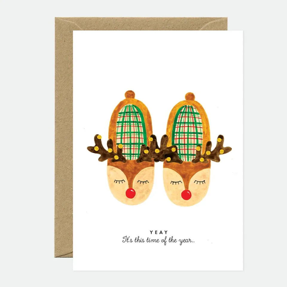 all-the-ways-to-say-xmas-shoes-gru-karte-a6-rentier-motiv image 1