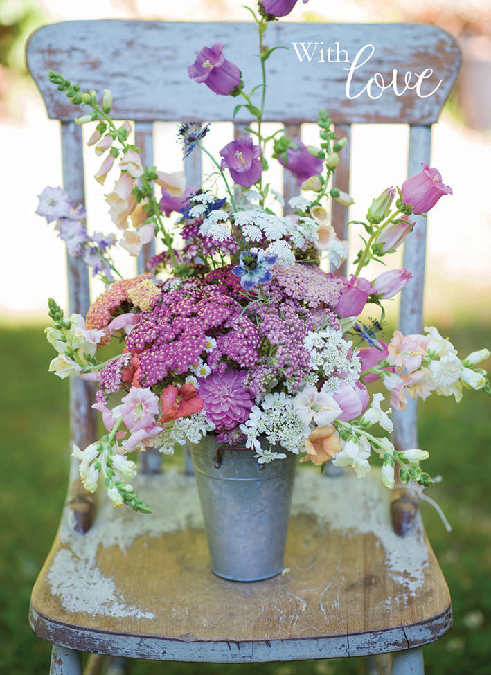 otter-house-wooden-chair-bouquet-geburtstagskarte-blumen image 1