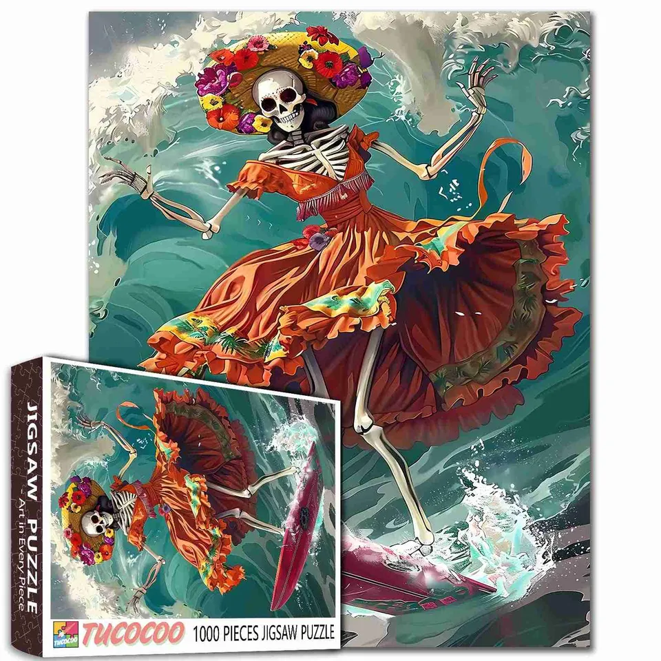 tucocoo-surfing-fiesta-skeleton-puzzle-1000-teile-skelett image 1