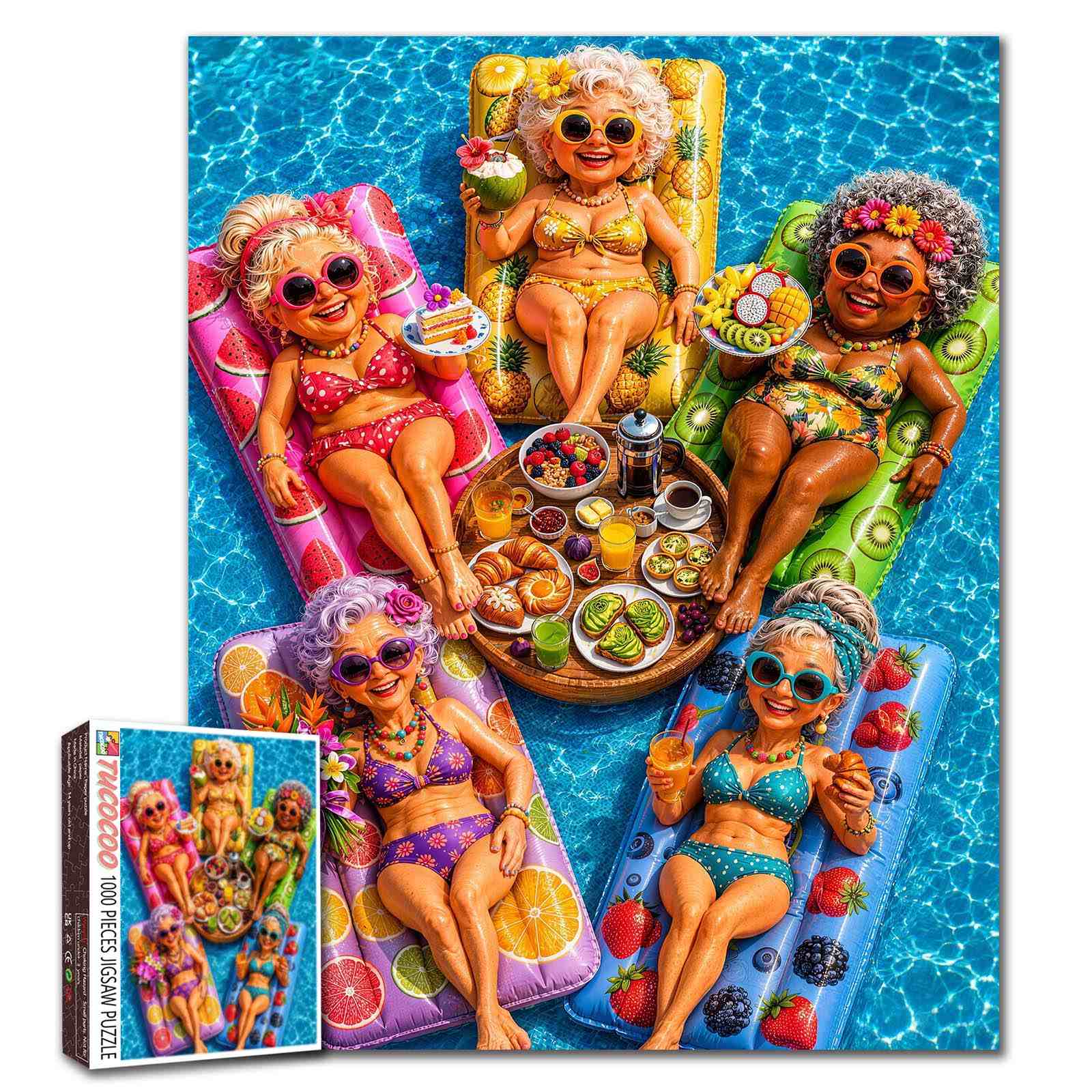 tucocoo-grandmas-summer-pool-party-puzzle-1000-teile-sommer image 1