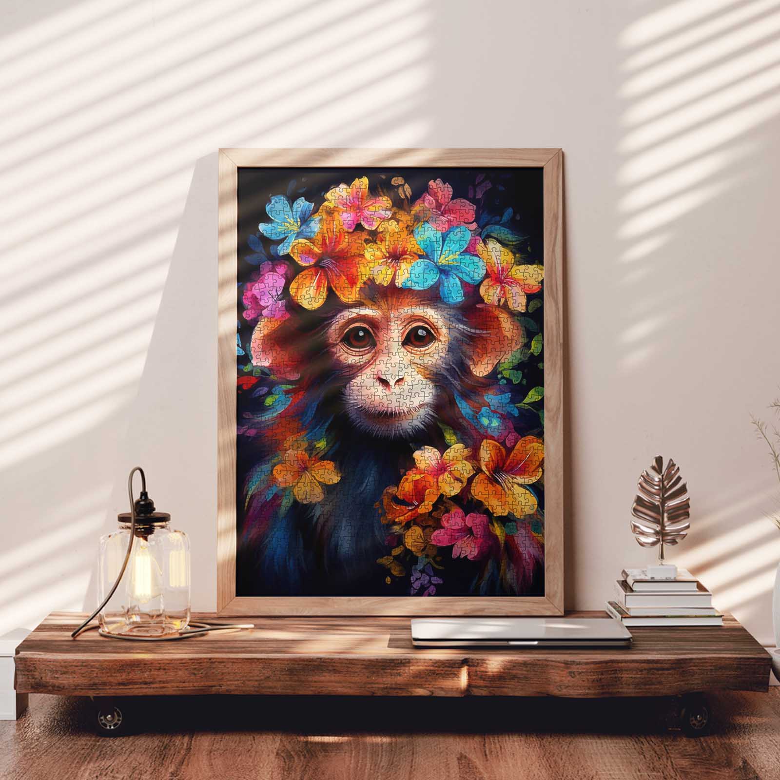 tucocoo-jigsaw-puzzles-affe-mit-blumenkranz-puzzle-1000-teile image 3