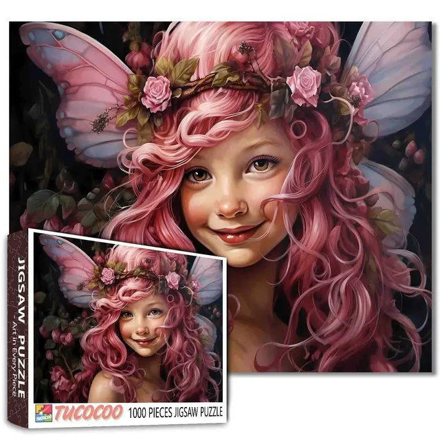 tucocoo-smiling-fairy-pink-hair-puzzle-1000-teile-rosen image 1