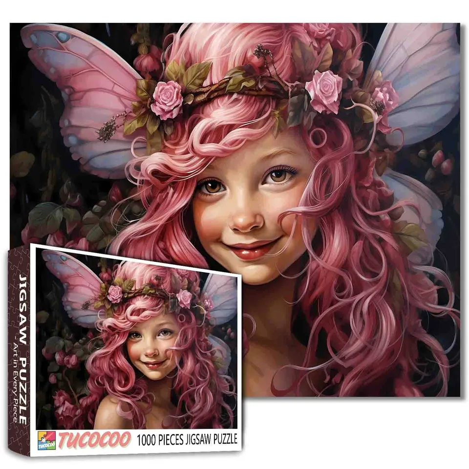 tucocoo-smiling-fairy-pink-hair-puzzle-1000-teile-rosen image 1