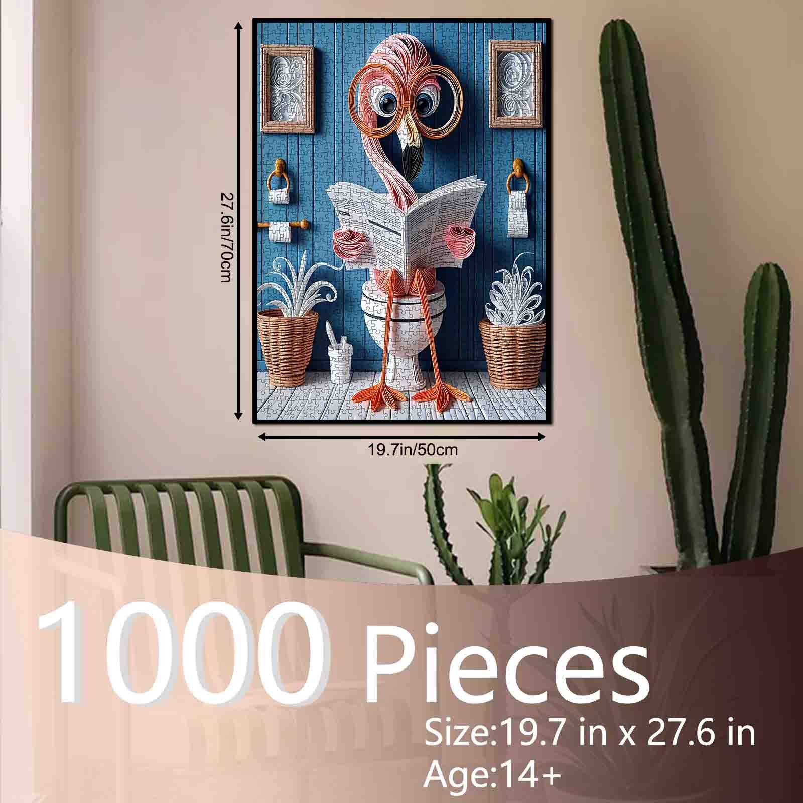 tucocoo-flamingo-reading-on-toilet-puzzle-1000-teile-bad image 5