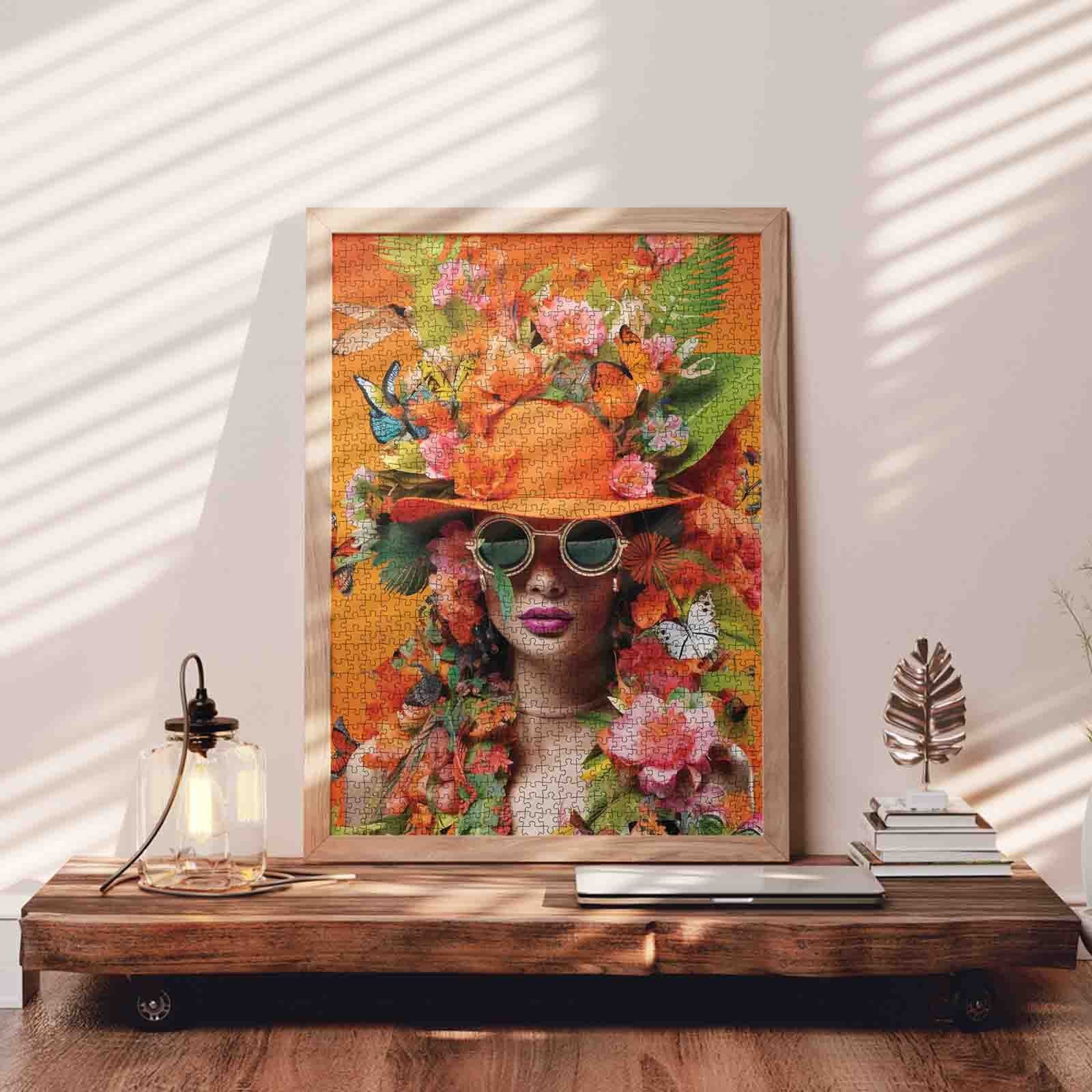 tucocoo-orange-woman-flowers-butterfly-puzzle-1000-teile-portrait image 3