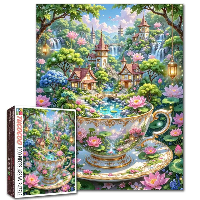 tucocoo-enchanted-teacup-garden-village-puzzle-1000-teile-dorf image 1