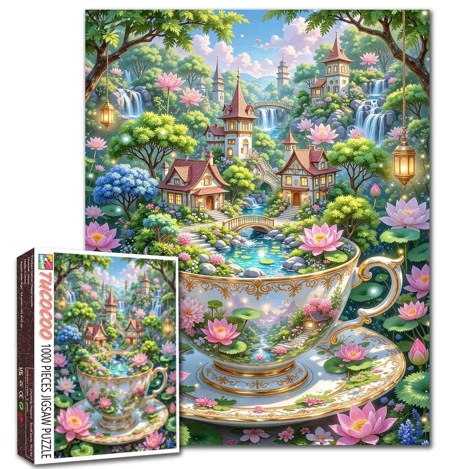 tucocoo-enchanted-teacup-garden-village-puzzle-1000-teile-dorf image 1