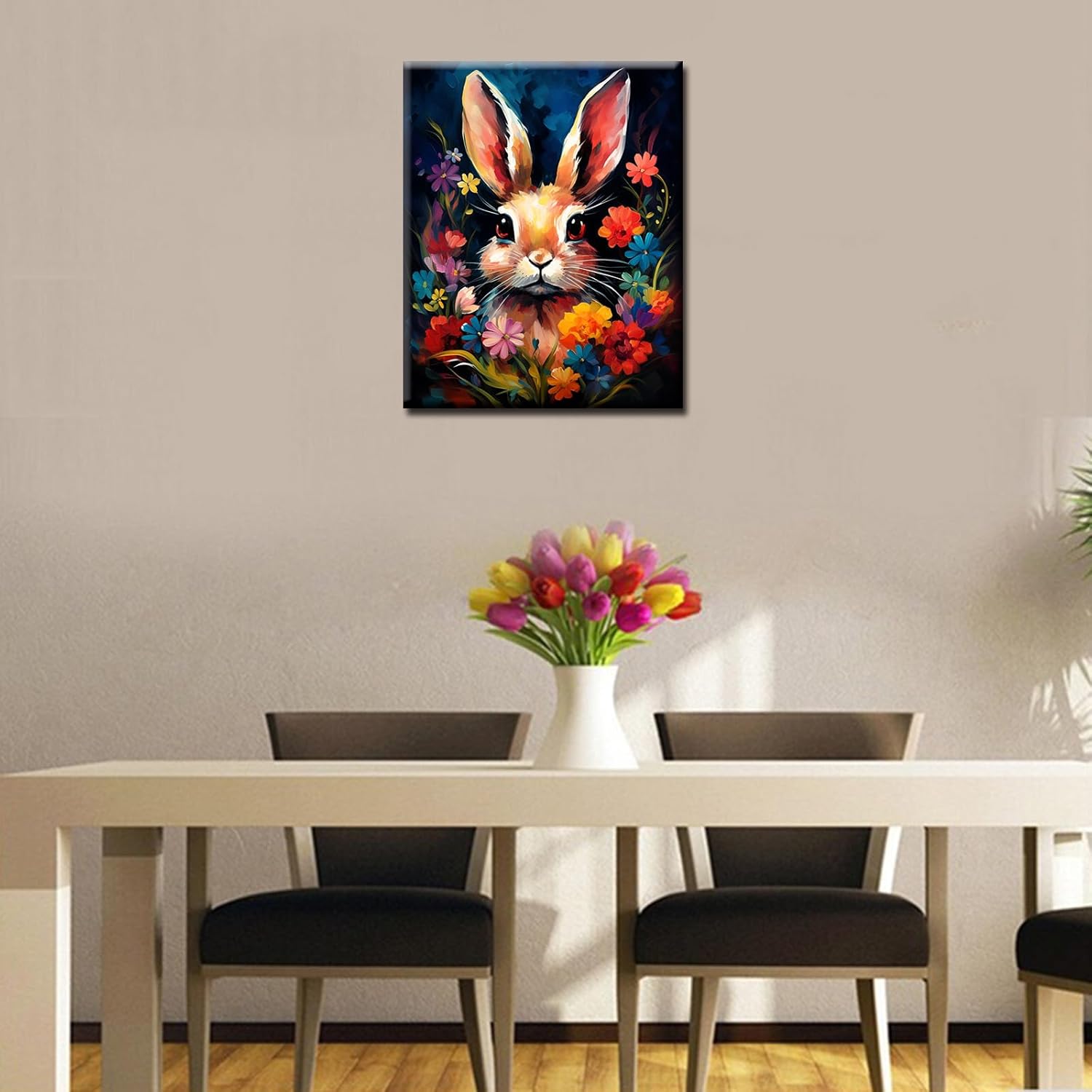 tucocoo-abstract-rabbit-among-flowers-malen-nach-zahlen-hase image 2