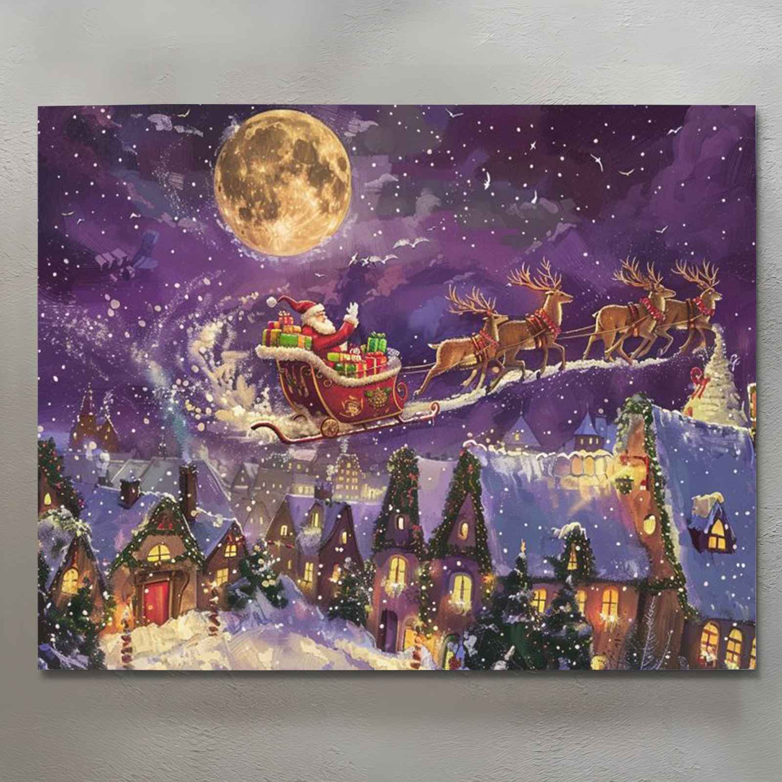 tucocoo-santa-sleigh-village-leinwandbild-weihnachten-schlitten image 2