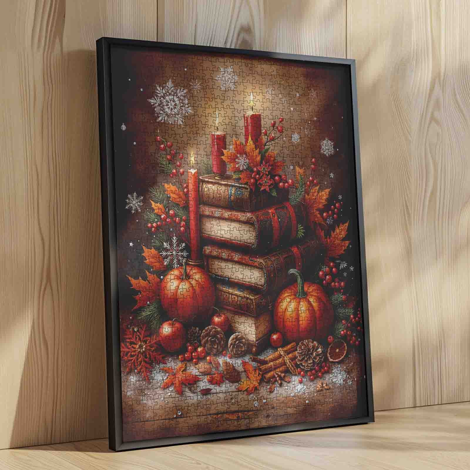 tucocoo-autumn-candle-pumpkin-book-stack-puzzle-1000teile-herbst image 4
