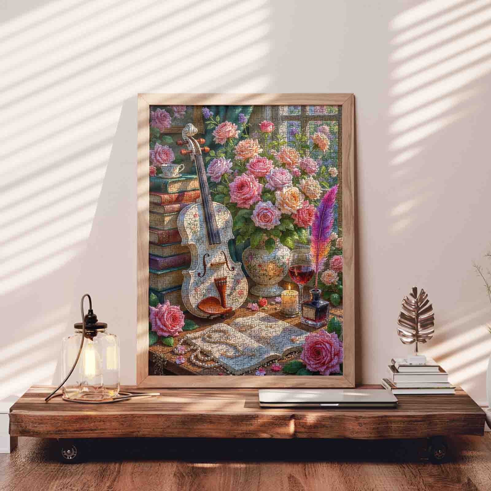 tucocoo-elegant-roses-and-violin-puzzle-1000-teile-rosenmotiv image 3
