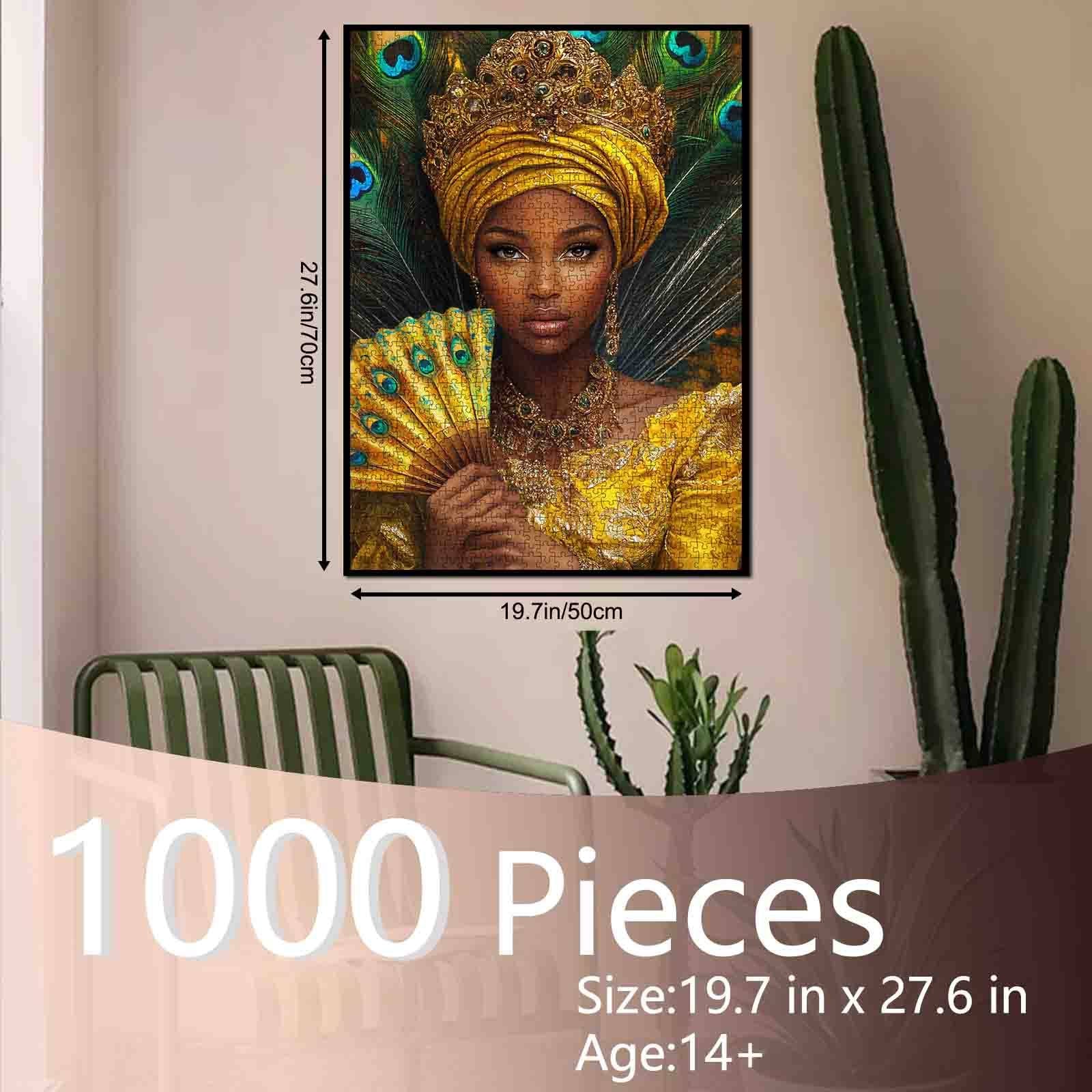 tucocoo-golden-queen-with-peacock-fan-puzzle-1000-teile-portrait image 5