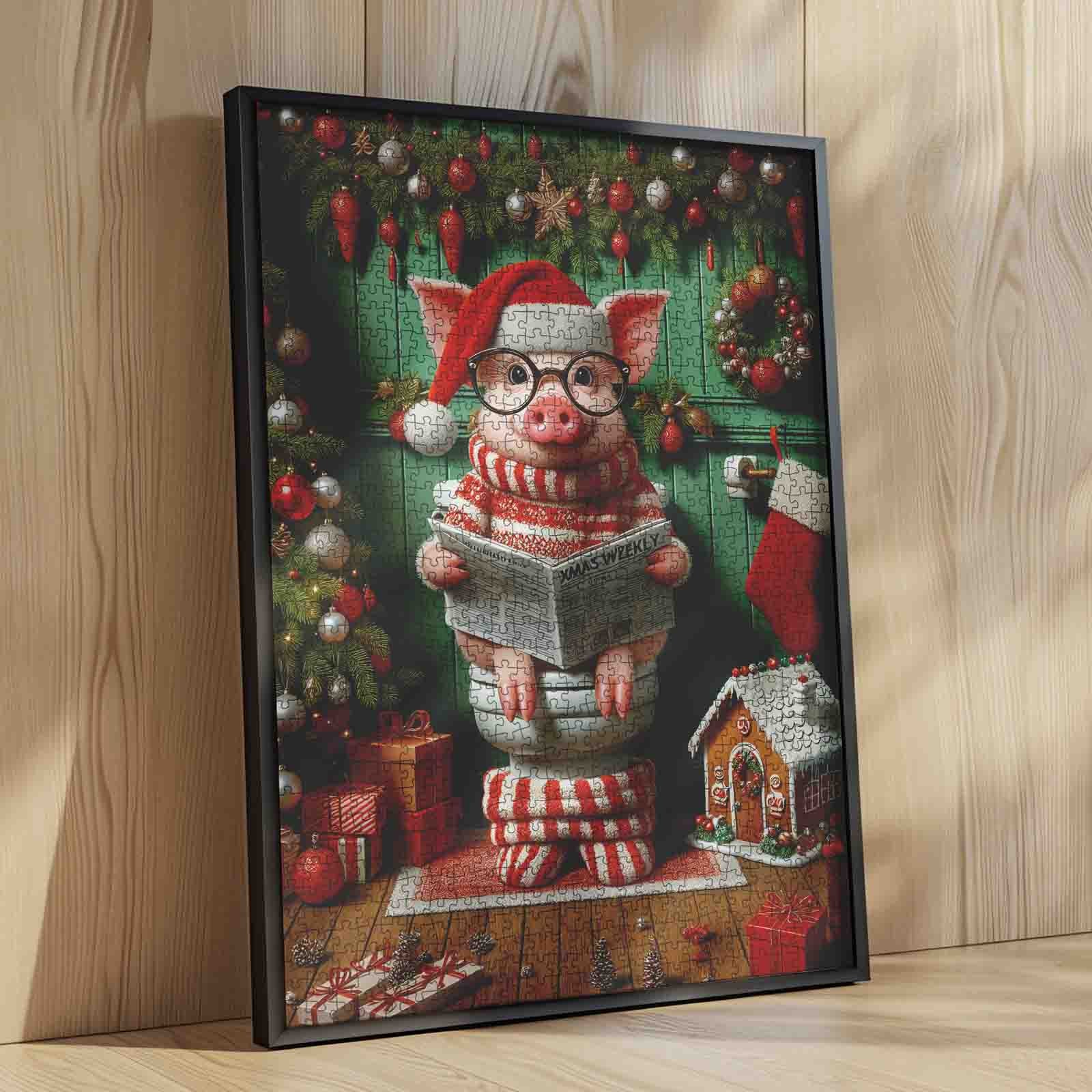 tucocoo-jigsaw-christmas-reading-piggy-puzzle-1000-teile-schwein image 4