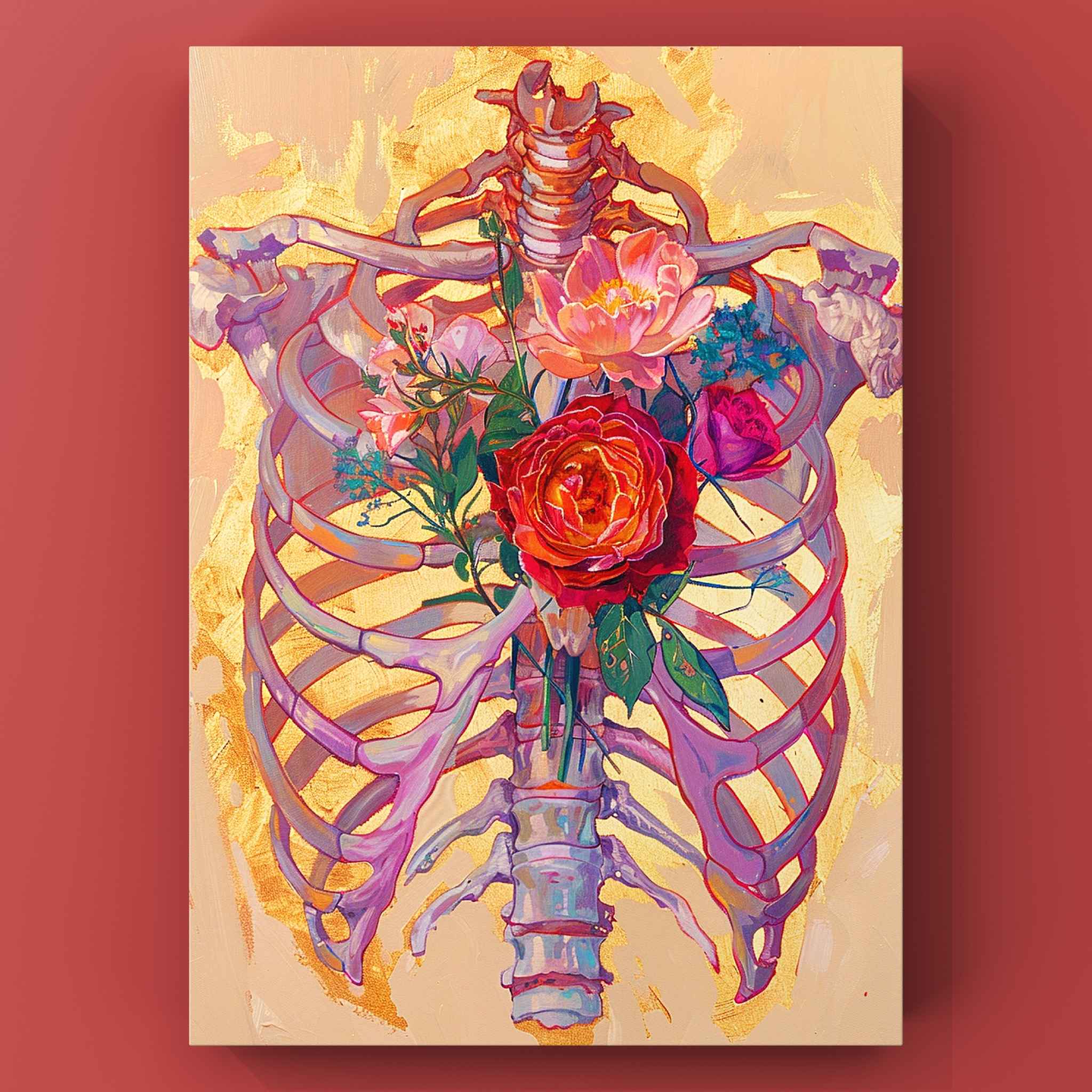tucocoo-canvas-wall-art-rippen-leinwandbild-30x40cm-gold-rosen image 2